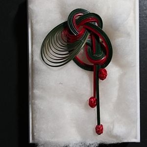 Holiday Colors Handmade Natural Bamboo Pin Vintage